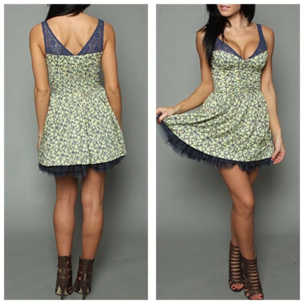 Free People Dazzling Ditzy Floral Tulle Mini Dress